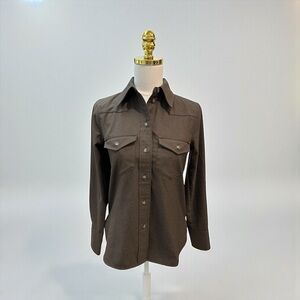 Madewell Women’s Western Style Brushed Twill Button Up Shirt Sz 00 Olive Khaki